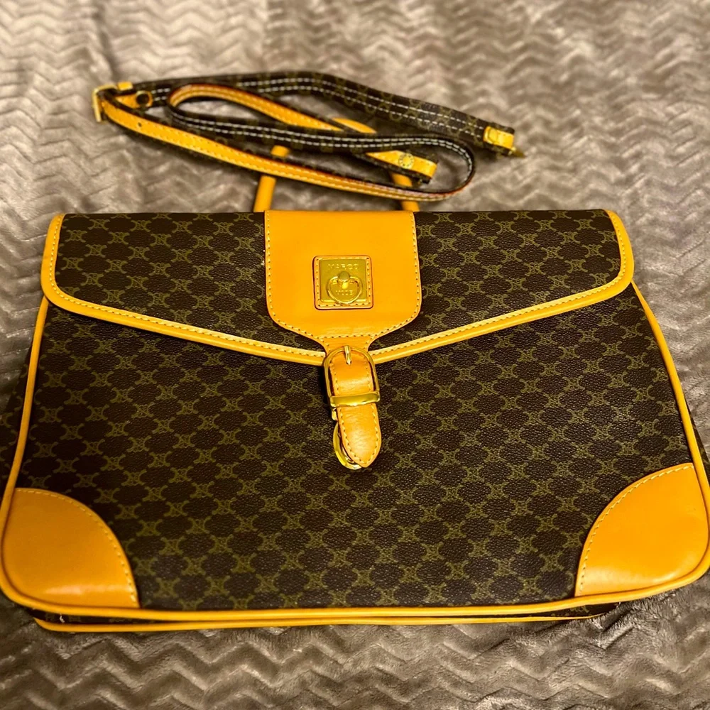 Marco Italian Brand Leather Monogram Conseiller bag Crossbody Briefcase VTG
